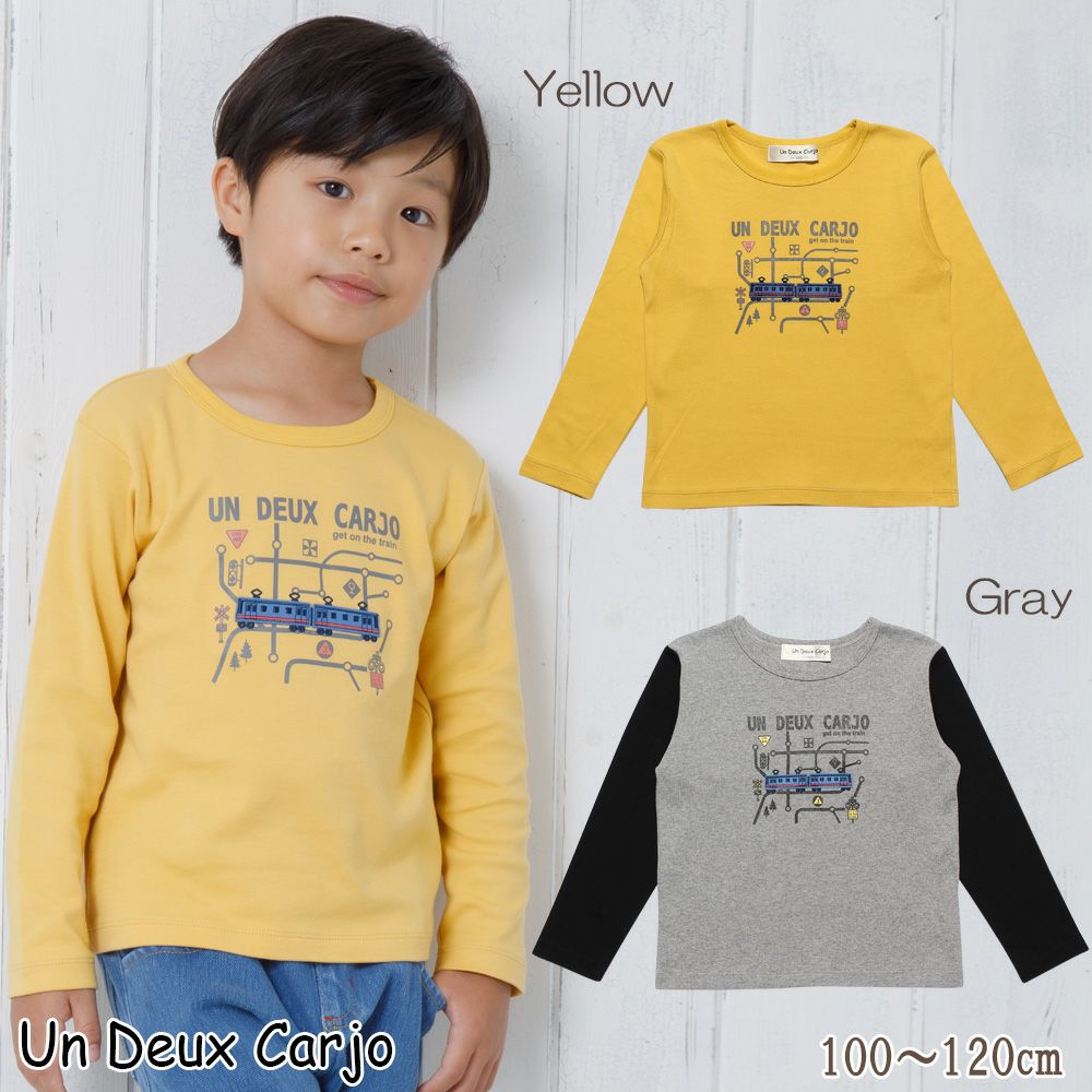 Children's clothing boy 100 % cotton train & logo print vehicle series T -shirt