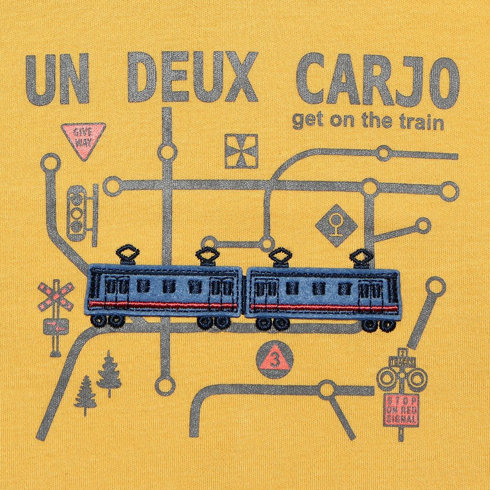 Children's clothing boy 100 % cotton train & logo print vehicle series T -shirt Yellow (04) Design point 1