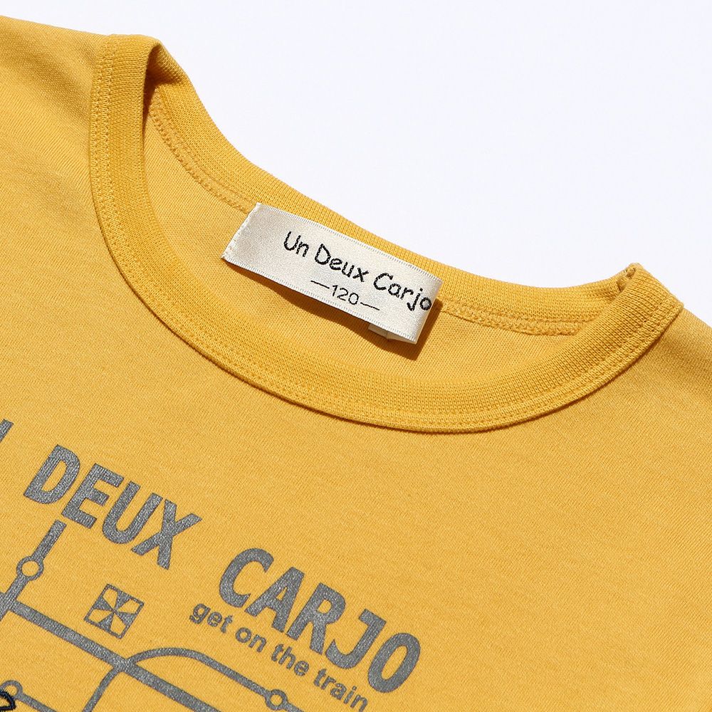 Children's clothing boy 100 % cotton train & logo print vehicle series T -shirt Yellow (04) Design point 2