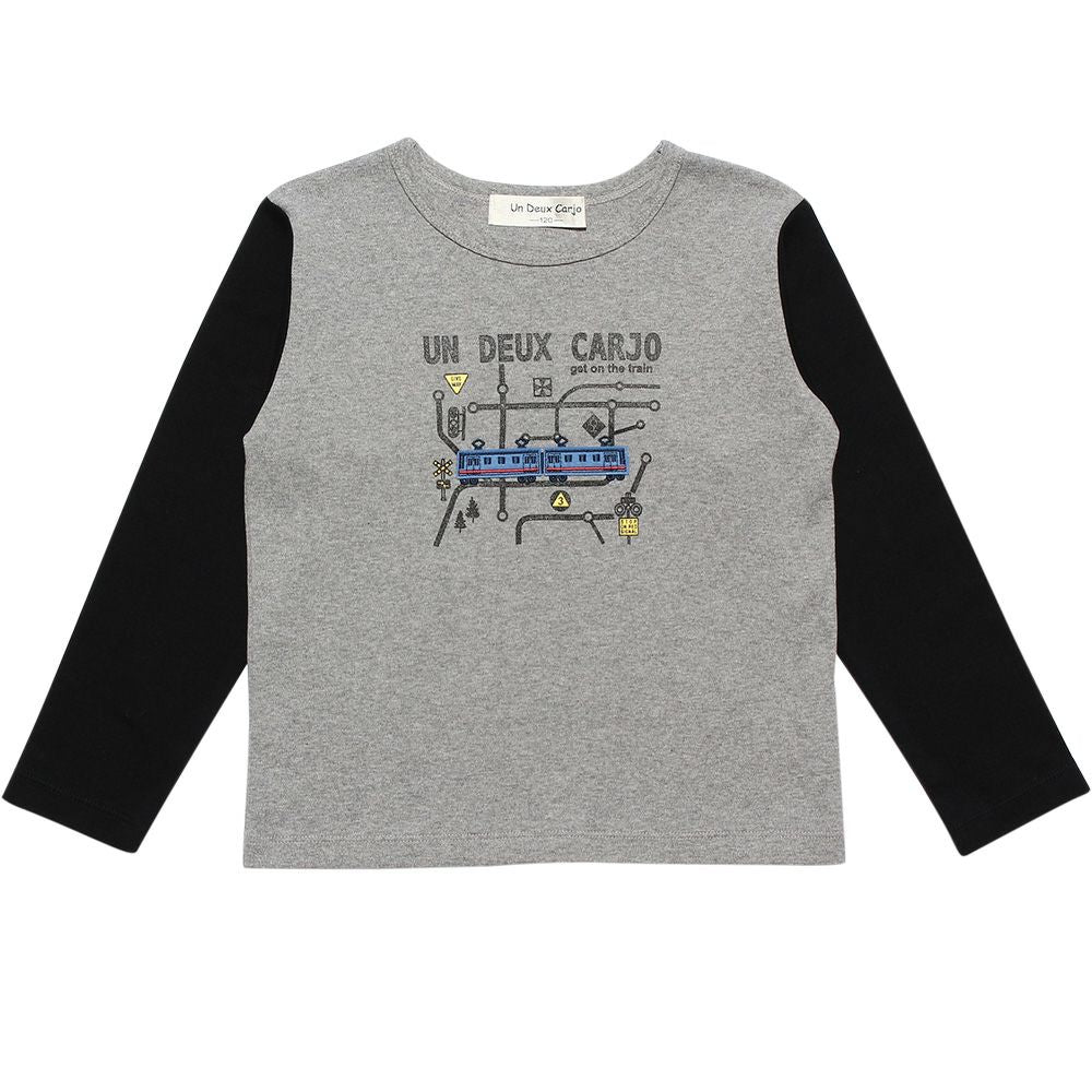 Children's clothing boy 100 % cotton train & logo print vehicle series T -shirt heather (92) front