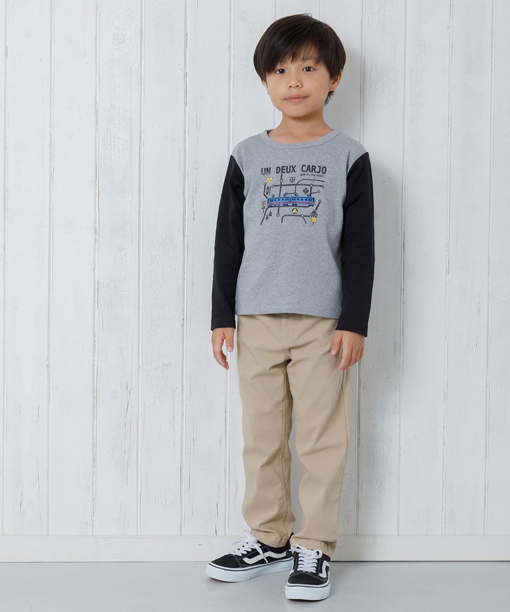 Children's clothing boy 100 % cotton train & logo print vehicle series T -shirt heather glass (92) model image whole body