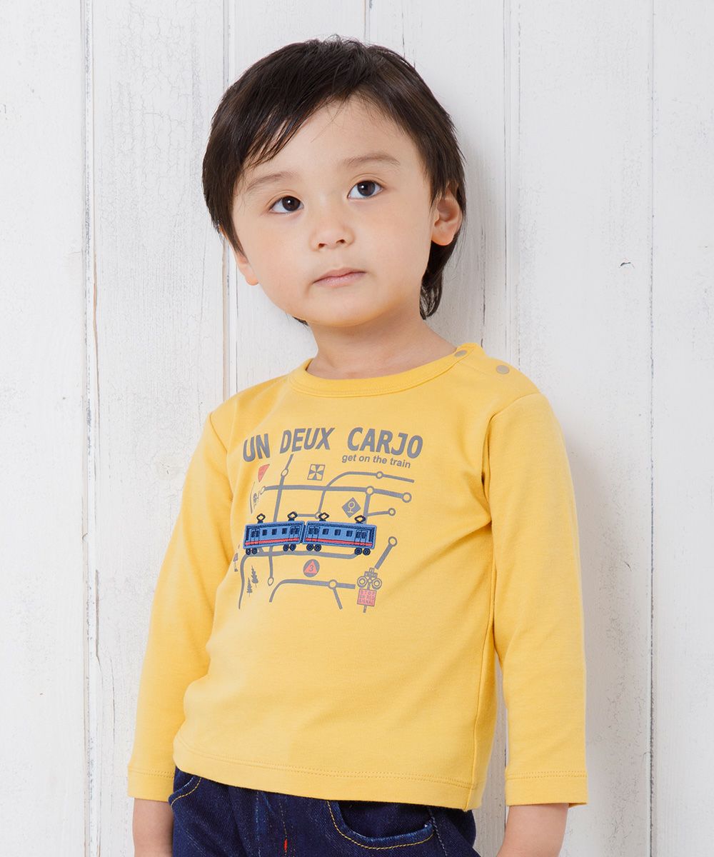 Baby Clothes Boy Boy Baby Size 100 % Cotton Train & Logo Print Ride Series Yellow (04) Model image Up