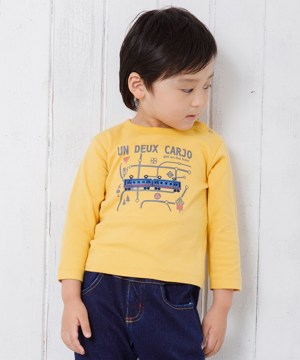 Baby Clothes Boy Boy Baby Size 100 % Cotton Train & Logo Print Vehicle Series Yellow (04) Model Image 1