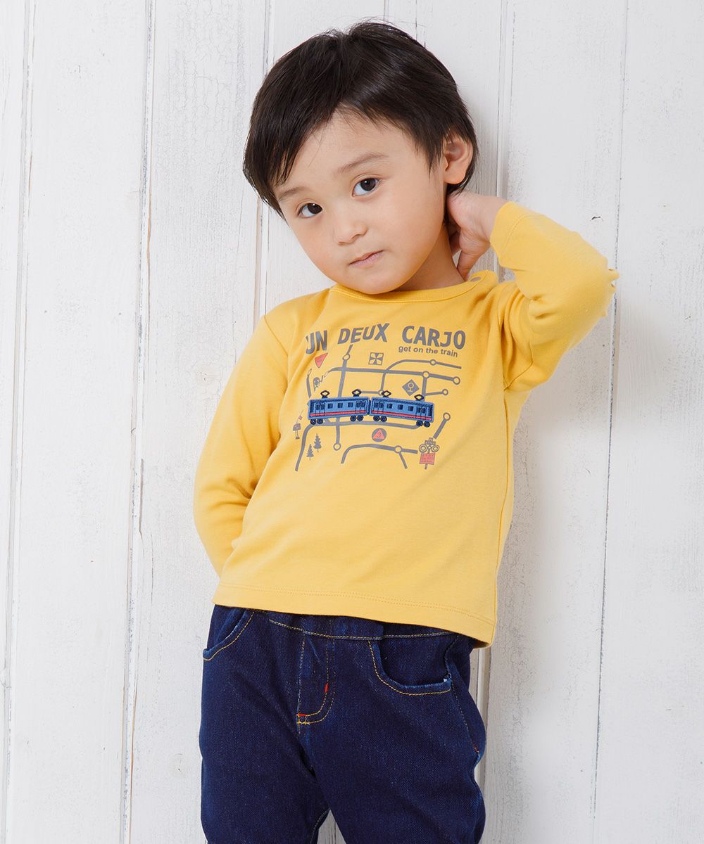 Baby Clothes Boy Boy Baby Size 100 % Cotton Train & Logo Print Vehicle Series Yellow (04) Model Image 2
