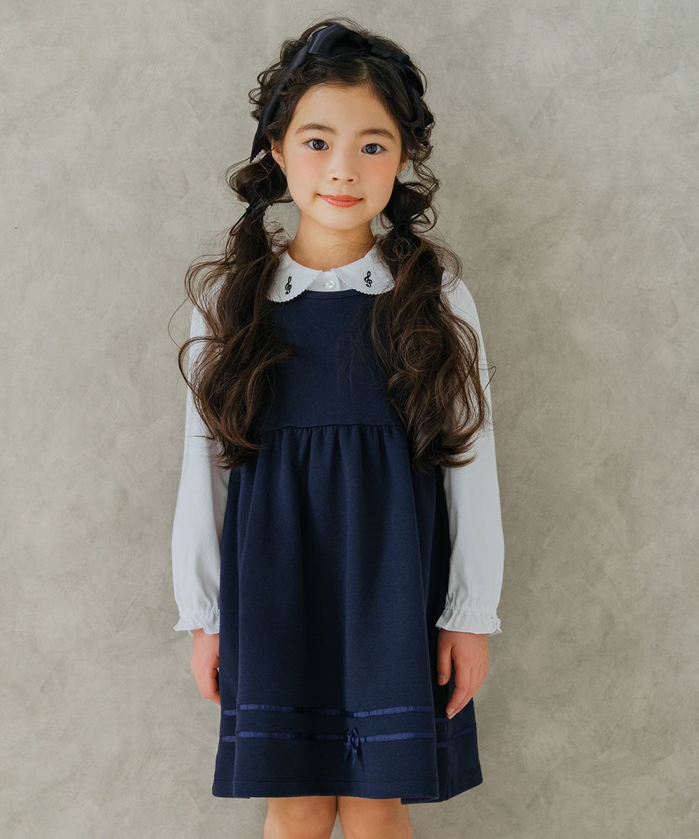Gathered dress with children's clothing girl double knit ribbon