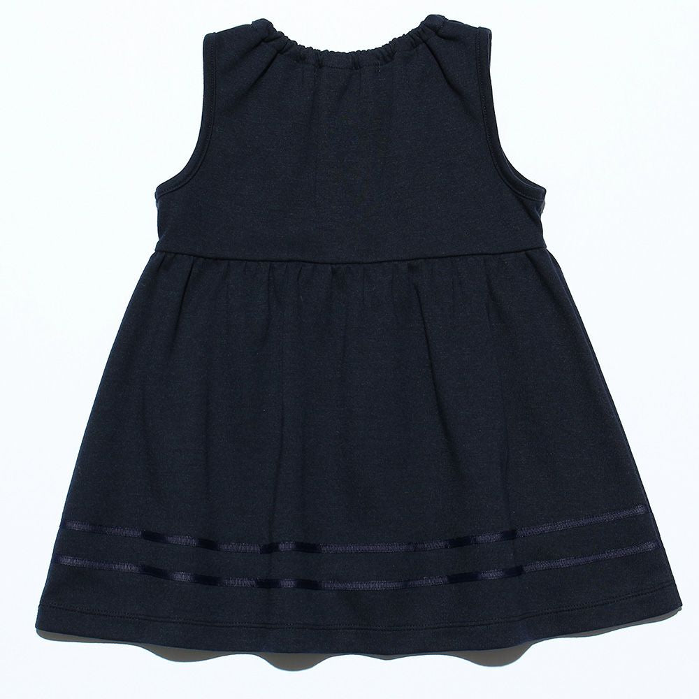 Baby Clothing Girl Baby Size Double Knit Ribbon Gathered One Piece Navy (06)