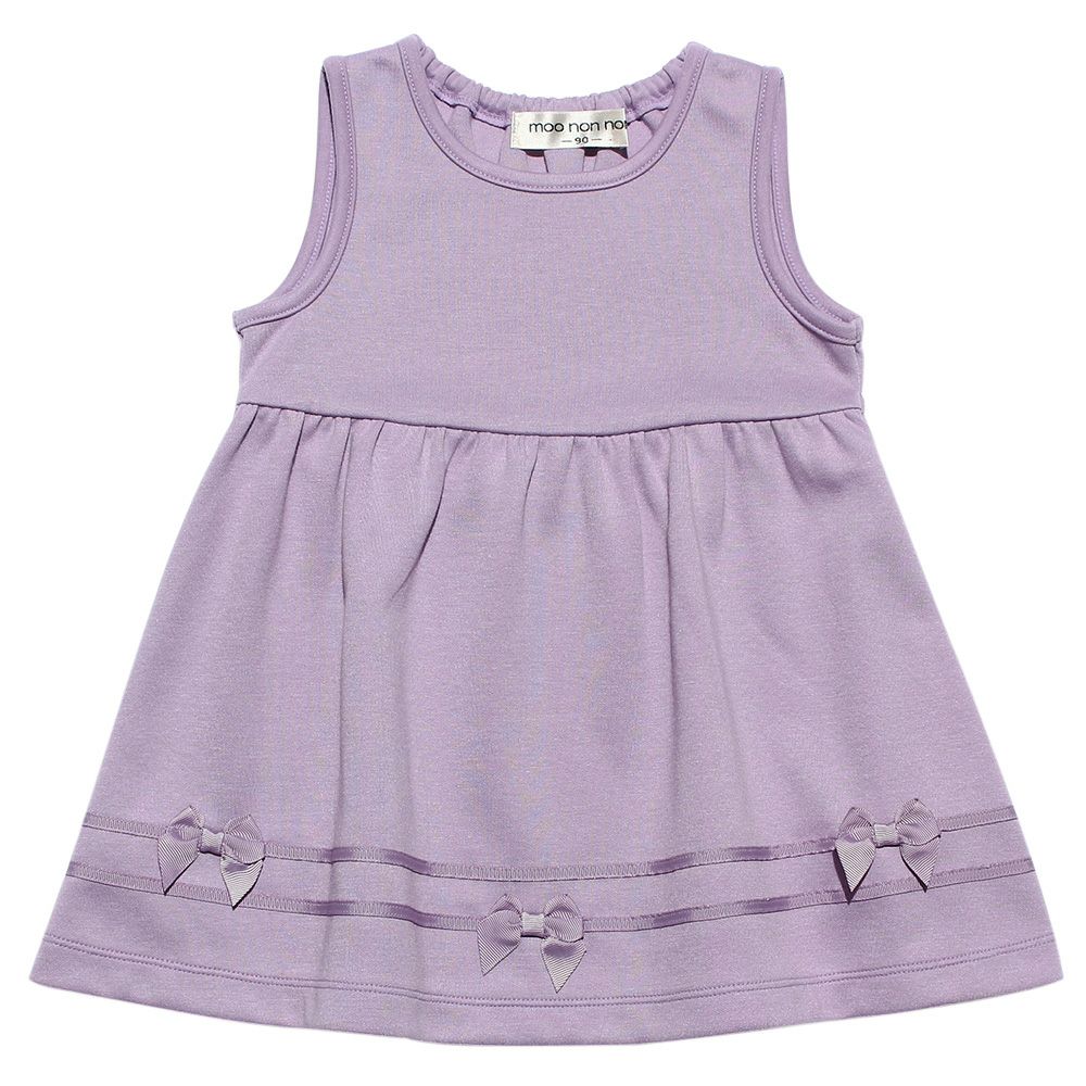 Baby Clothing Girl Baby Size Double Knit Ribbon Gathered One Piece Purple (91) Front