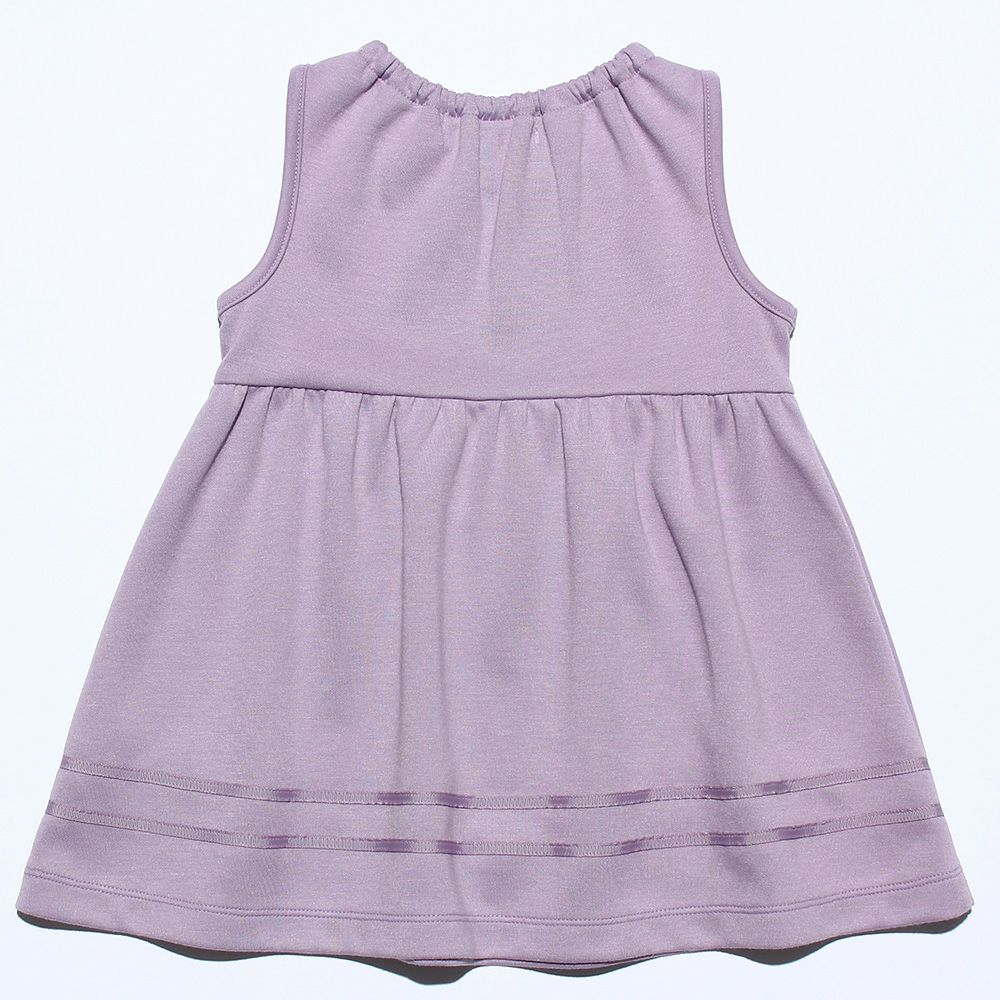 Baby Clothing Girl Baby Size Double Knit Ribbon Gathered One Piece Purple (91)