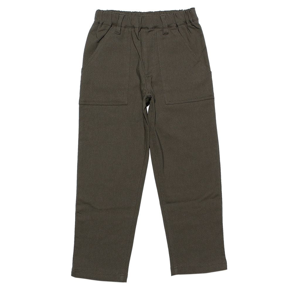 Back brushed stretch stretch twill full -length baker pants Gray front