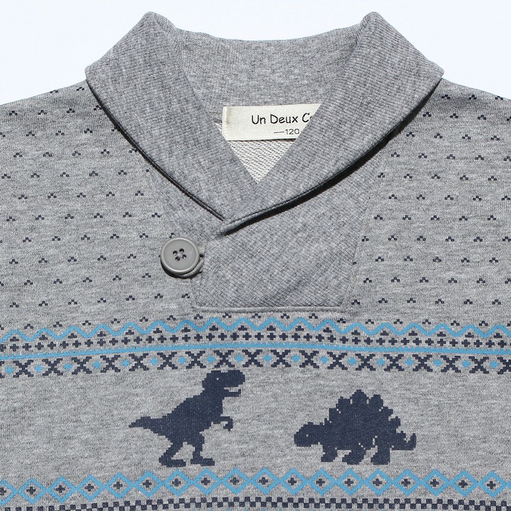 Nordic pattern dinosaur motif with collar fleece animal series trainer Misty Gray Design point 1