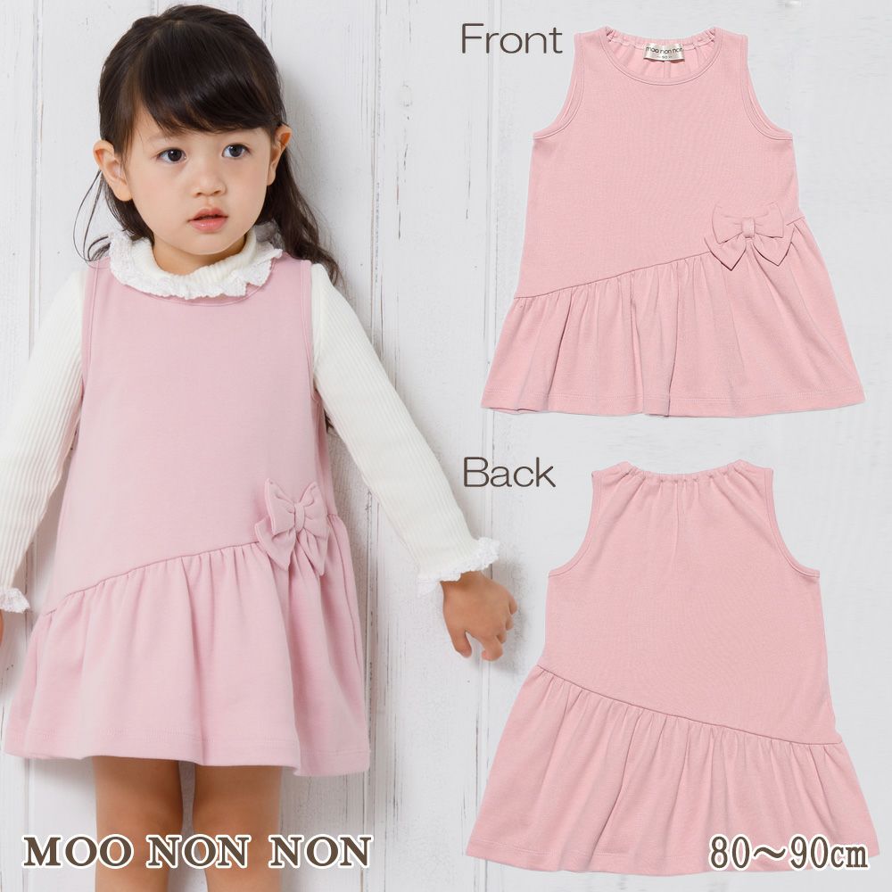 Fine brushed material dress with baby size ribbon  MainImage