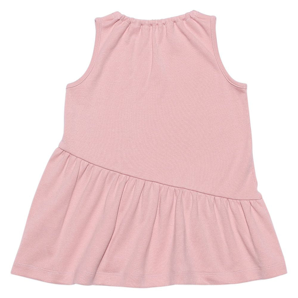 Fine brushed material dress with baby size ribbon Pink back