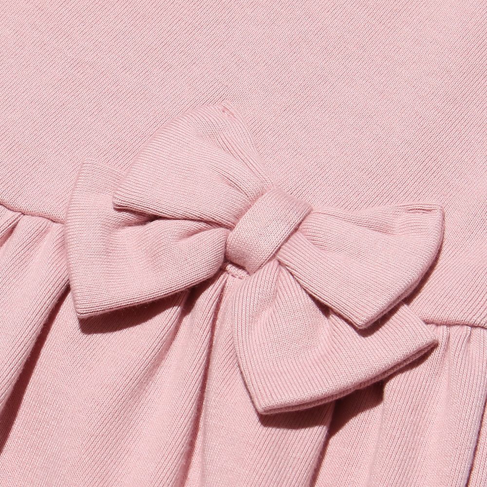 Fine brushed material dress with baby size ribbon Pink Design point 1