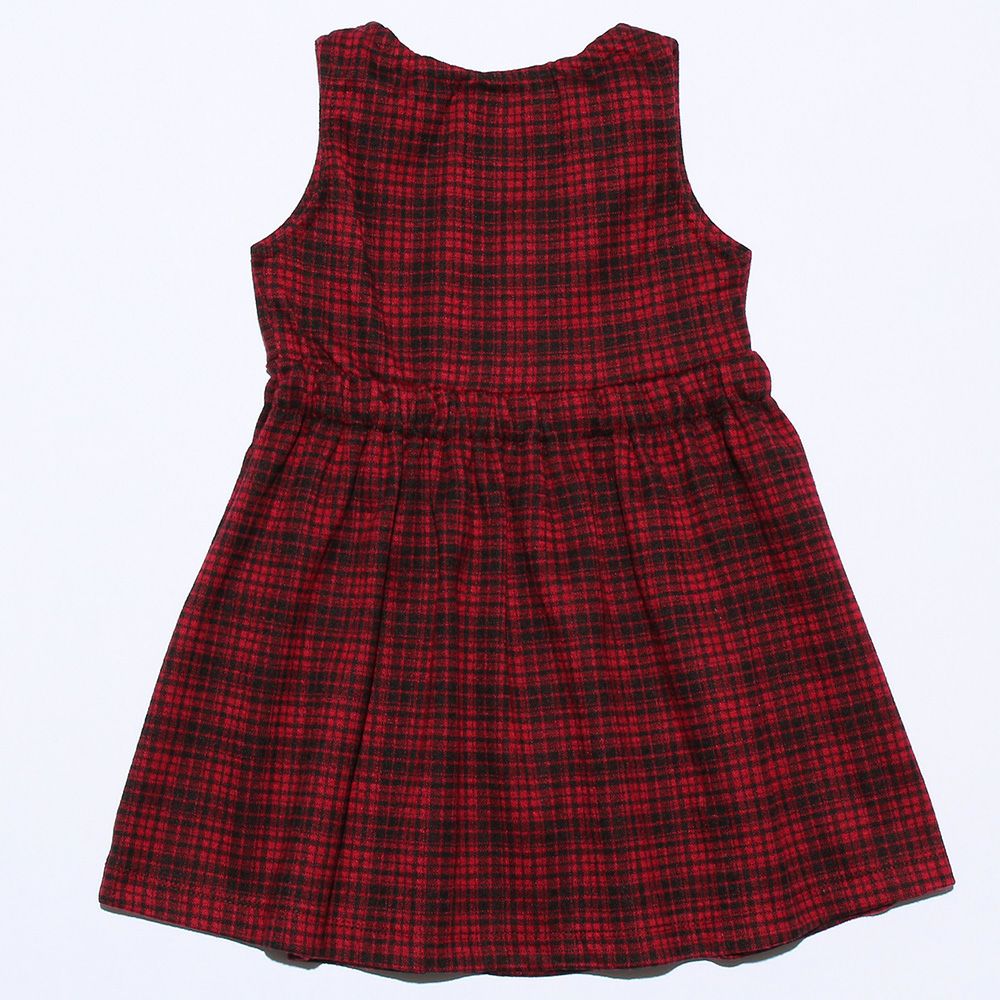 Baby size retro plaid Kashukuru Tack dress Red back