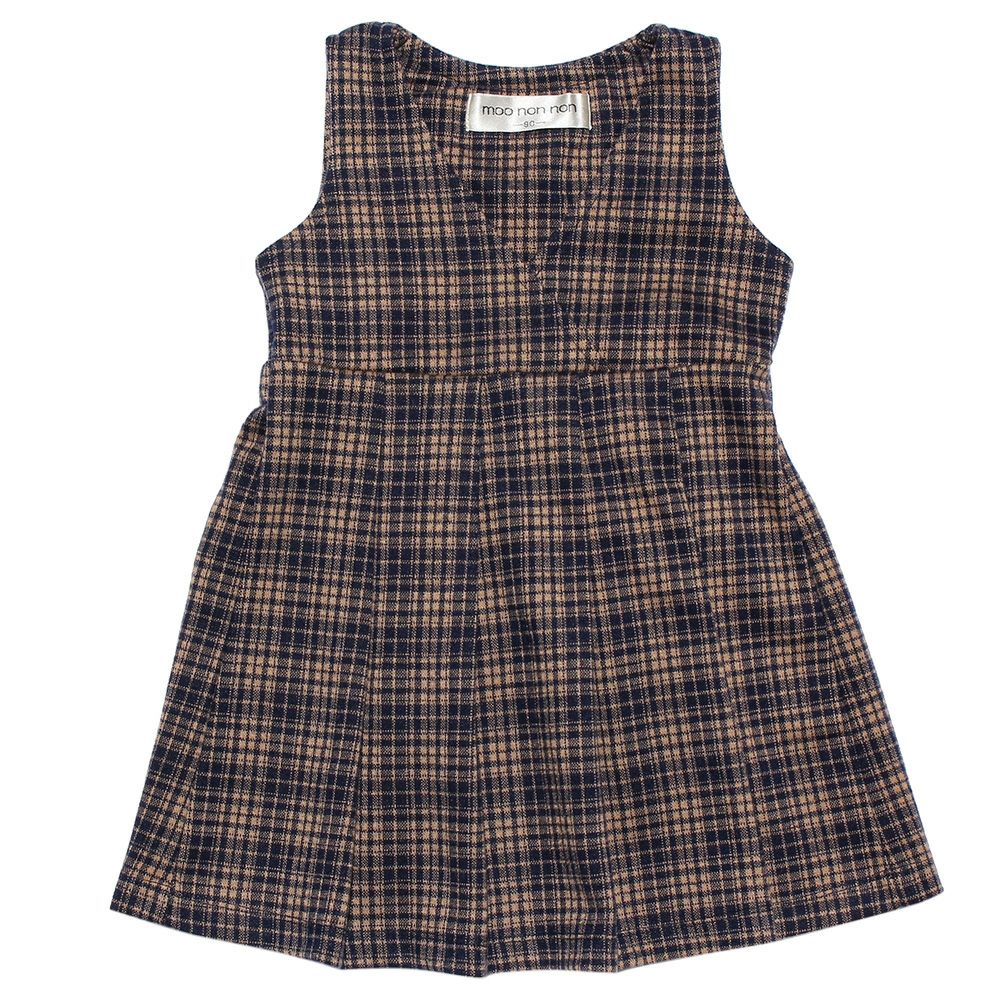 Baby size retro plaid Kashukuru Tack dress Navy front