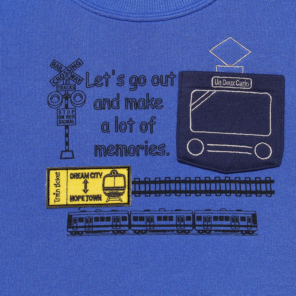 Train motif & logo printing There was back brushed trainer vehicle series Blue Design point 1