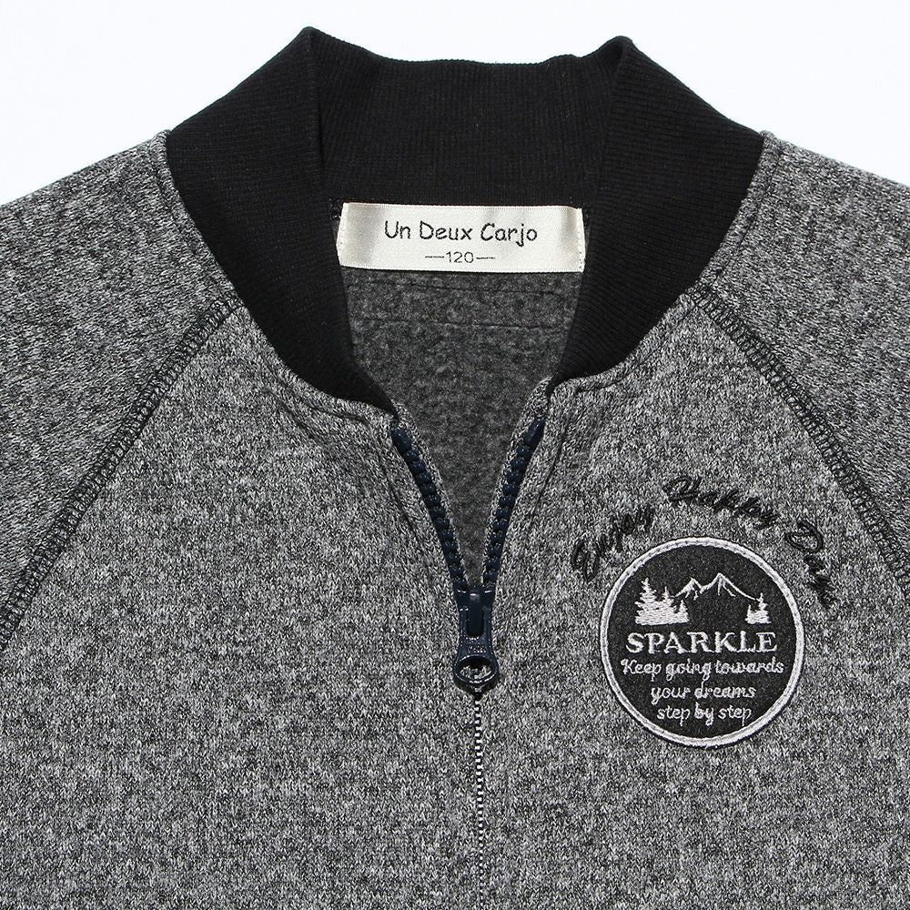 Logo embroidery emblem & pocket back brushed jacket Misty Gray Design point 1