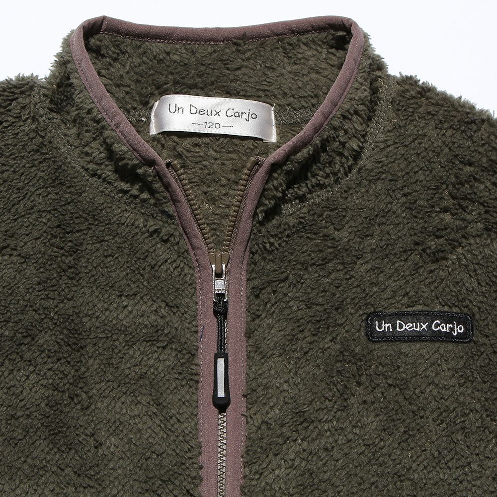 Bore zip -up jacket with logo wappen Khaki Design point 1