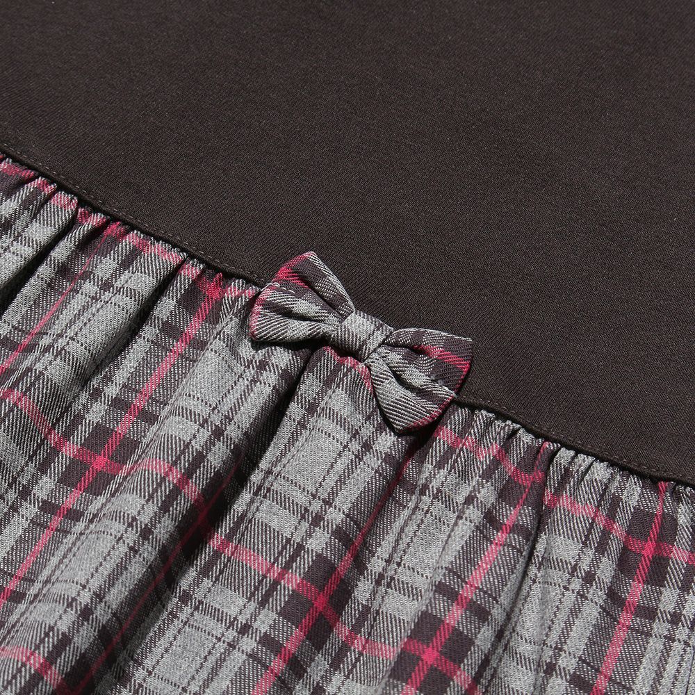 Original check pattern Ribbon dress Charcoal Gray Design point 1