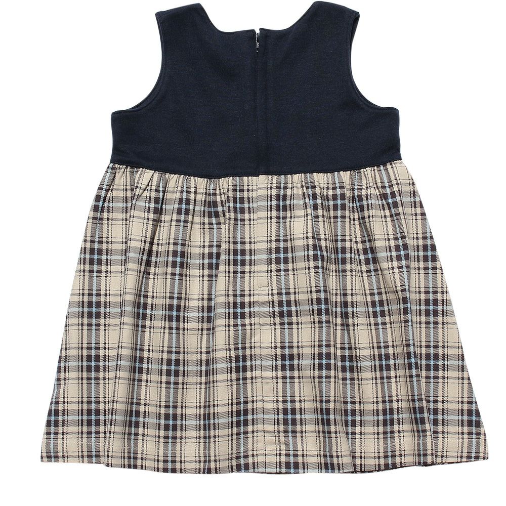 Baby Clothing Girl Baby Size Original Check Pattern One Piece Navy (06) The back