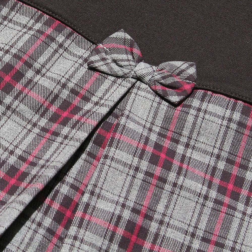 Original check pattern ribbon tack dress Charcoal Gray Design point 1