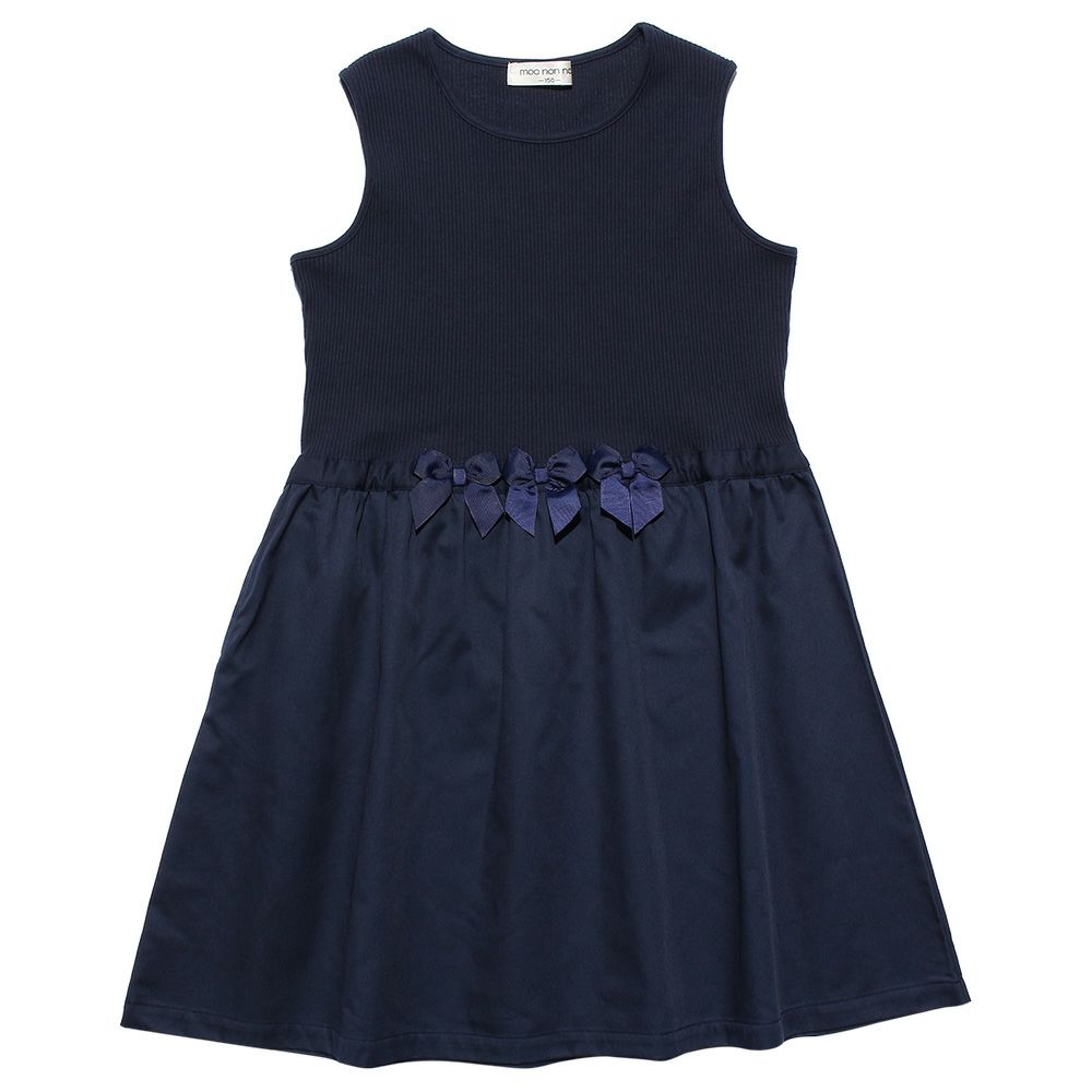 Gather docking dress with junior size ribbon Navy front