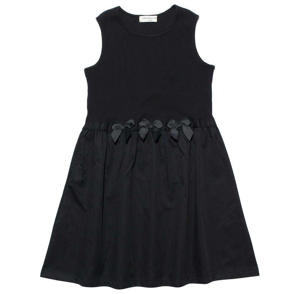 Gather docking dress with junior size ribbon Black front
