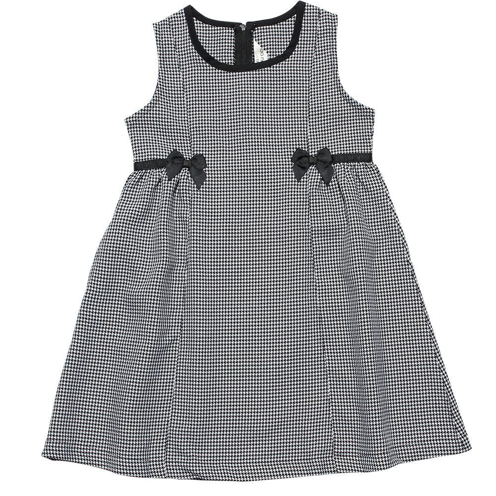 A -line dress with staggered ribbon White/Black front