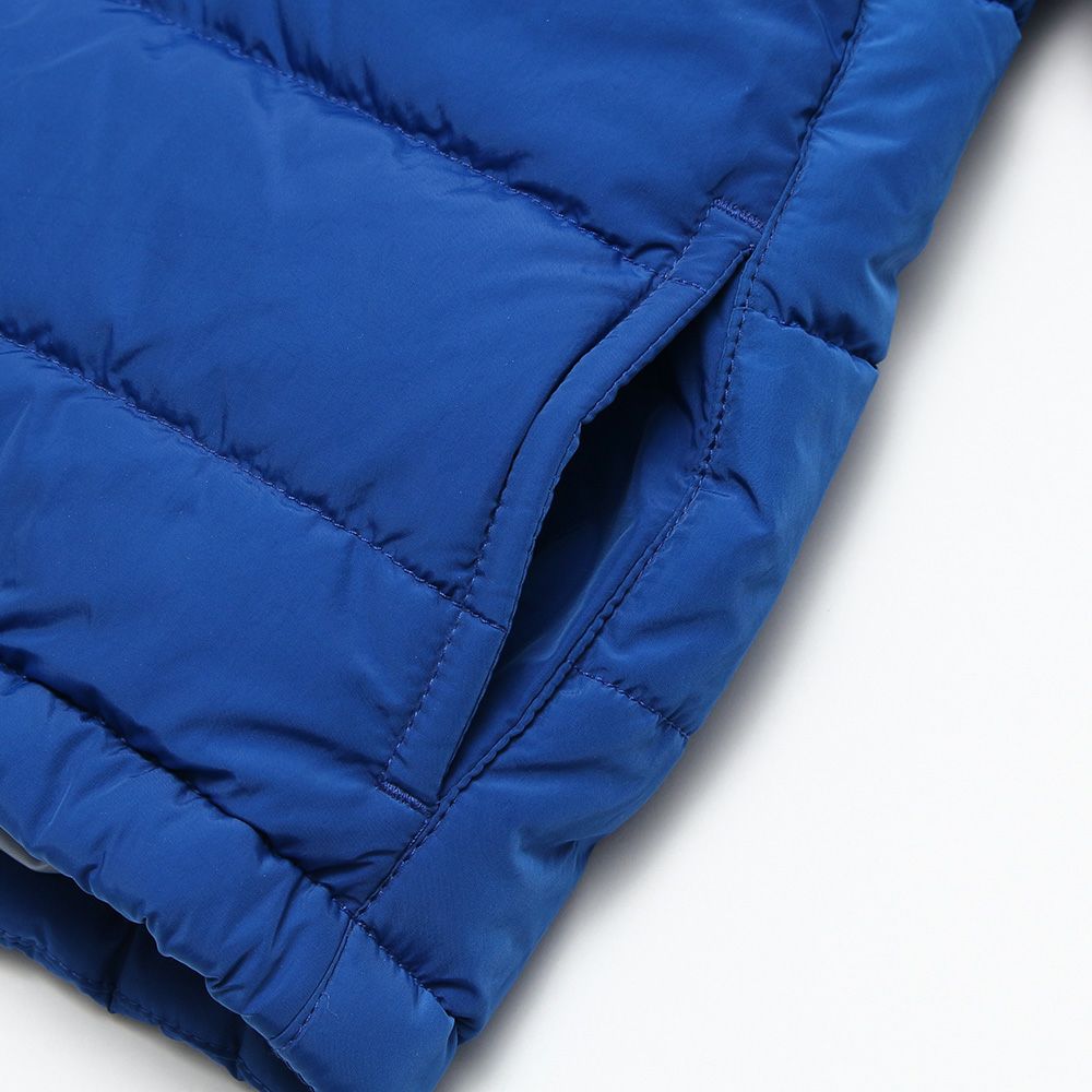 Hooded zip -up batting jacket coat Blue Design point 2