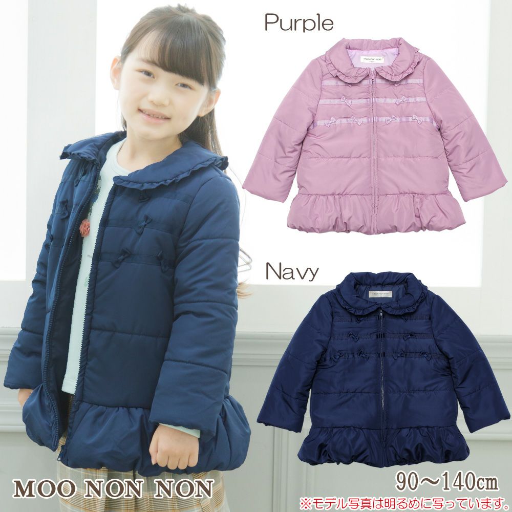 Frill collar zip -up with ribbon There is a batting coat  MainImage