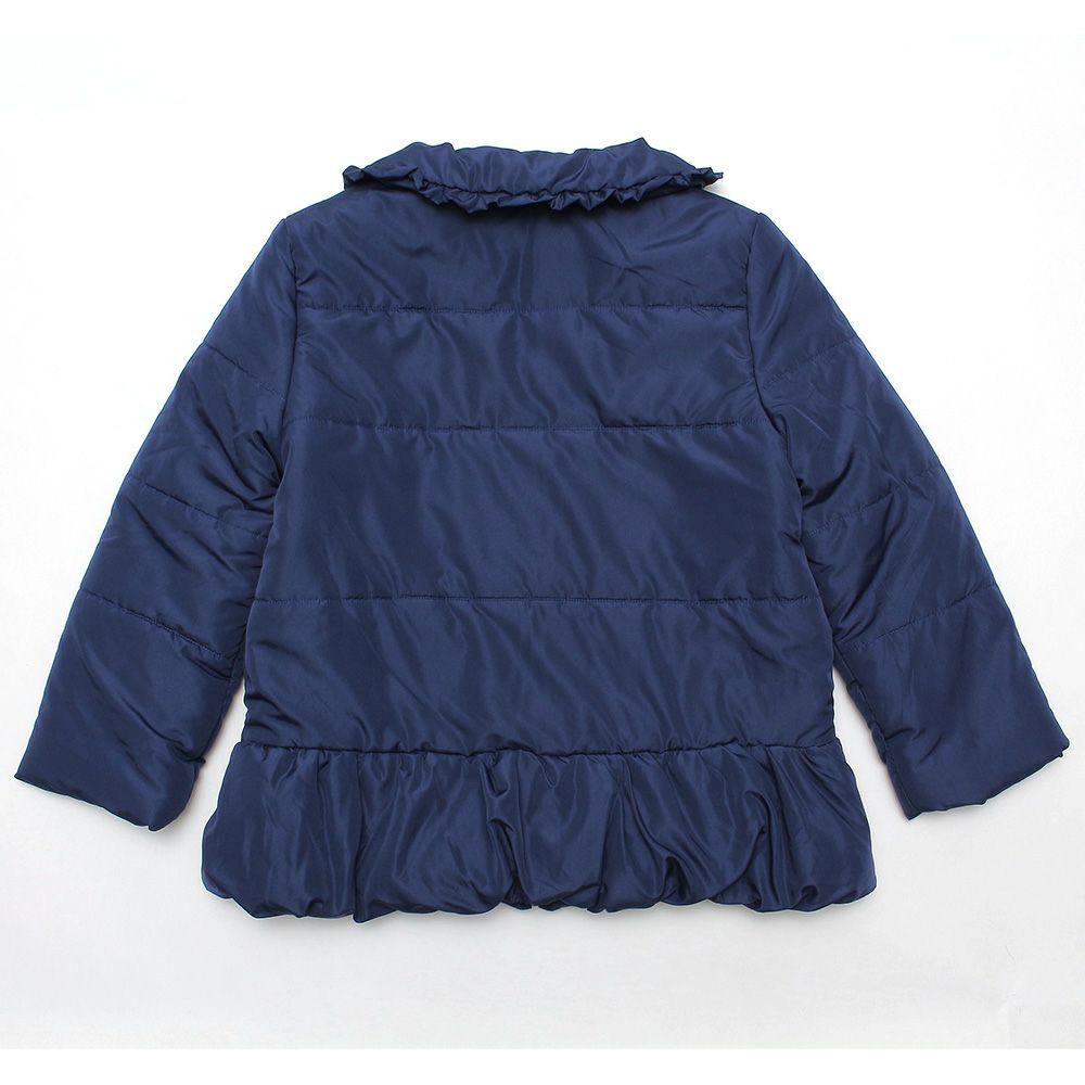 Junior Size Ruffle collar zip -up with ribbon There is a batting coat Navy back
