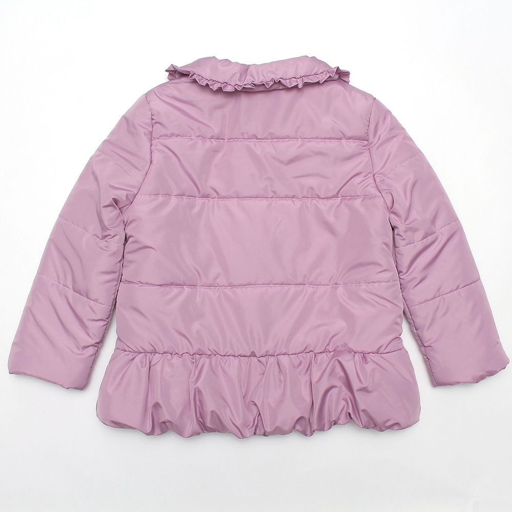 Junior Size Ruffle collar zip -up with ribbon There is a batting coat Purple back