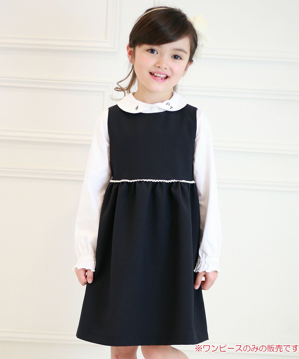 Children's clothing Girls Made in Japan Gathered One Piece Navy (06) Model image Up