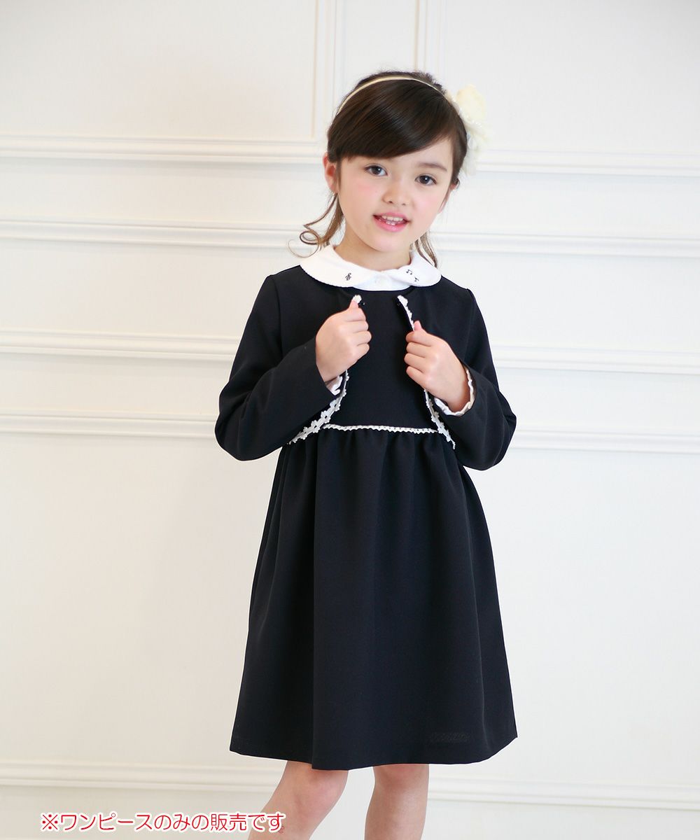 Children's clothing Girls Made in Japan Gathered One Piece Navy (06) Model Image 4