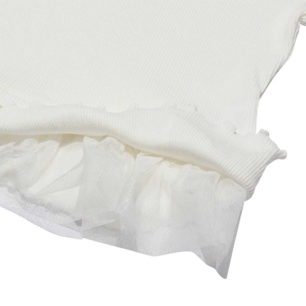 Ribbon & Tulle Frill T -shirt Off White Design point 2