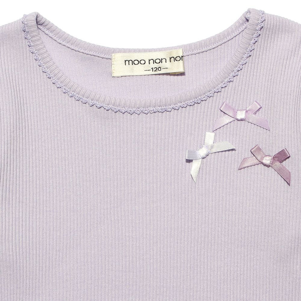 Ribbon & Tulle Frill T -shirt Purple Design point 1