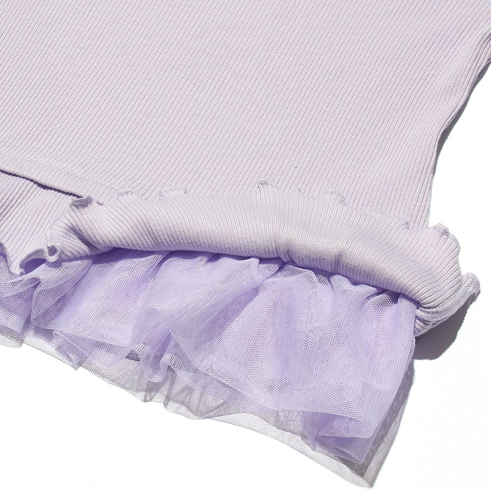 Ribbon & Tulle Frill T -shirt Purple Design point 2