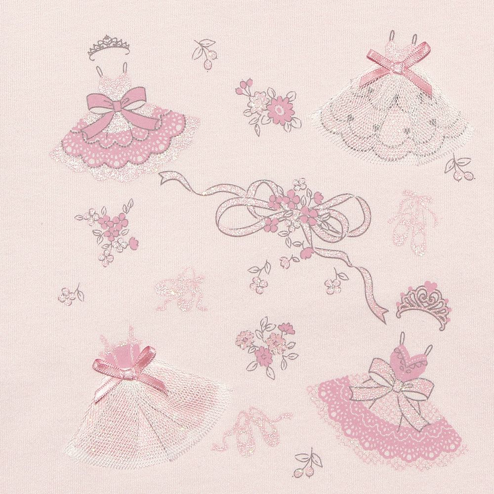 100 % cotton ballet motif T -shirt Pink Design point 1