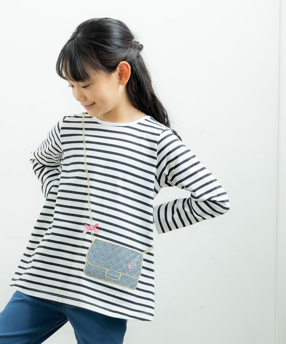 Children's clothing girl 100 % border pattern Pochette with motif T -shirt