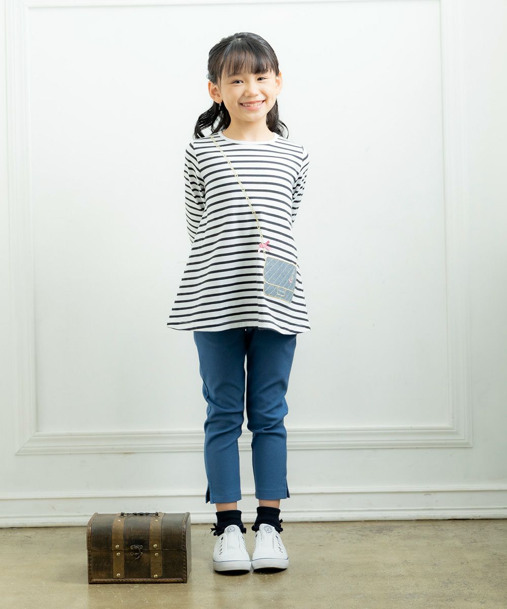 Children's clothing girl 100 % border pattern Pochette with motif T -shirt off -white (11) model image 3