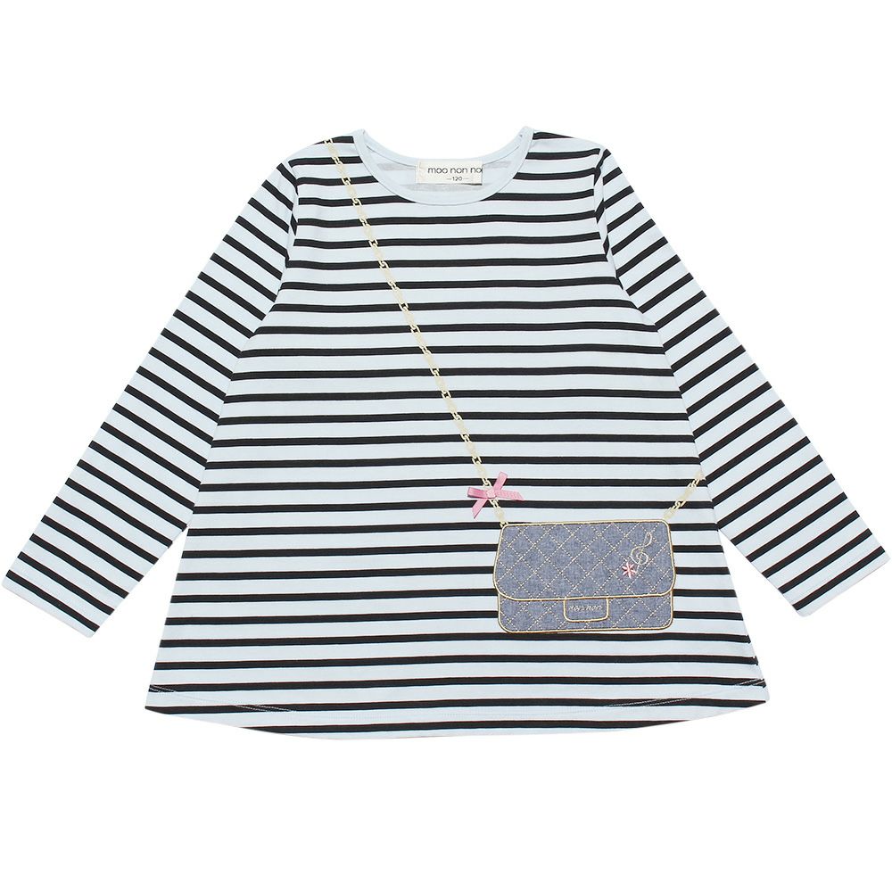 Children's clothing girl 100 % border pattern Pochette with motif T -shirt blue (61) front