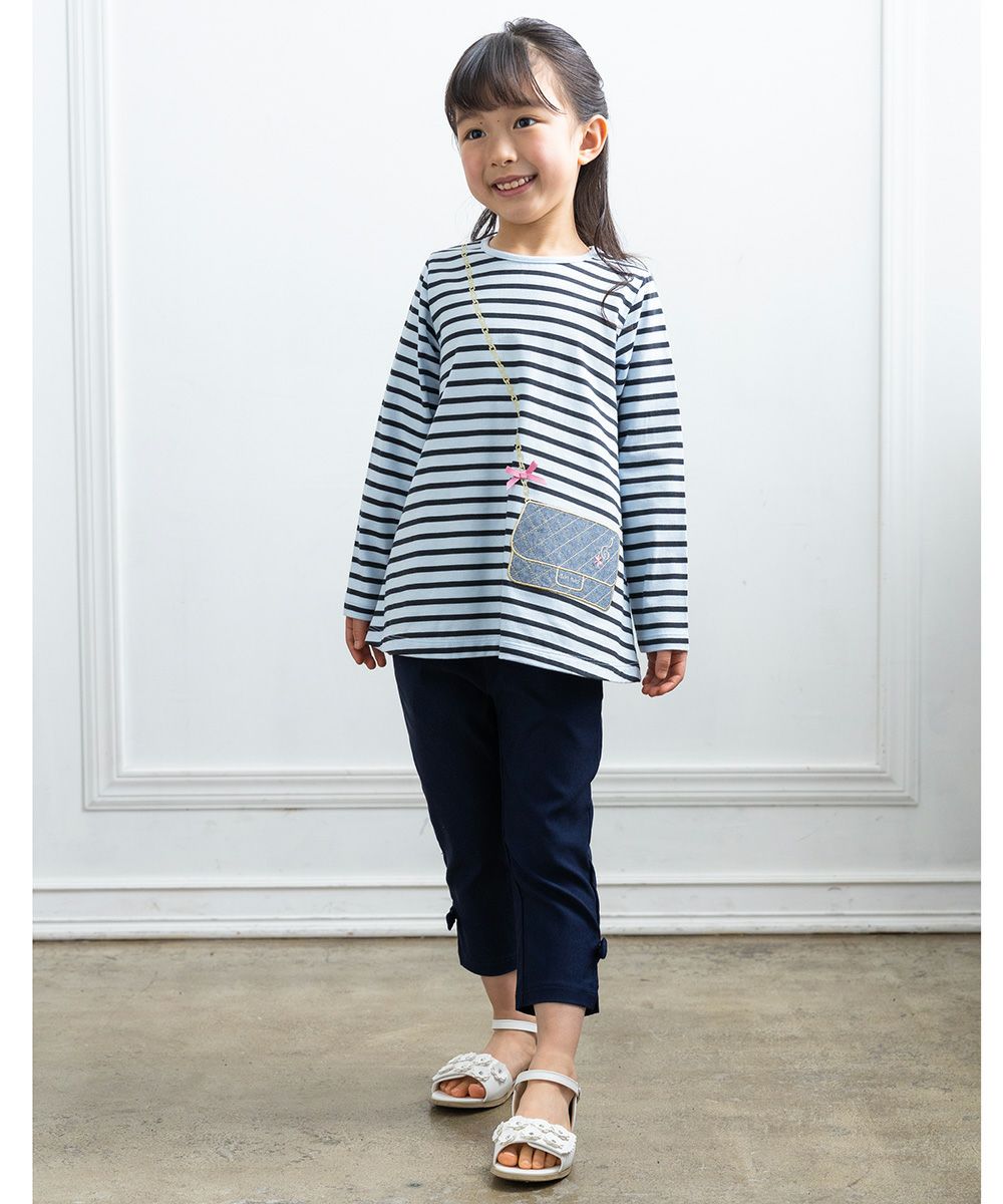 Children's clothing girl 100 % border pattern Pochette with motif T -shirt blue (61) model image 3