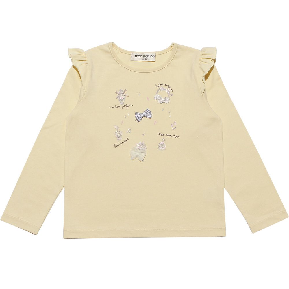 Children's clothing girl 100 % cotton Music motif T -shirt Yellow (04) front