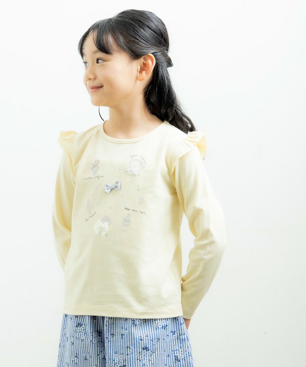 Children's clothing girl 100 % cotton Music motif T -shirt yellow (04) model image 1