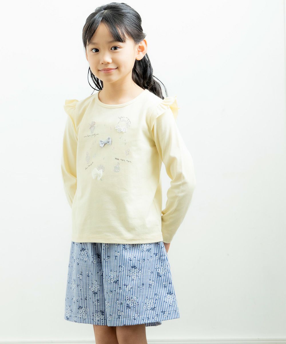 Children's clothing girl 100 % cotton Music motif T -shirt Yellow (04) Model image 2