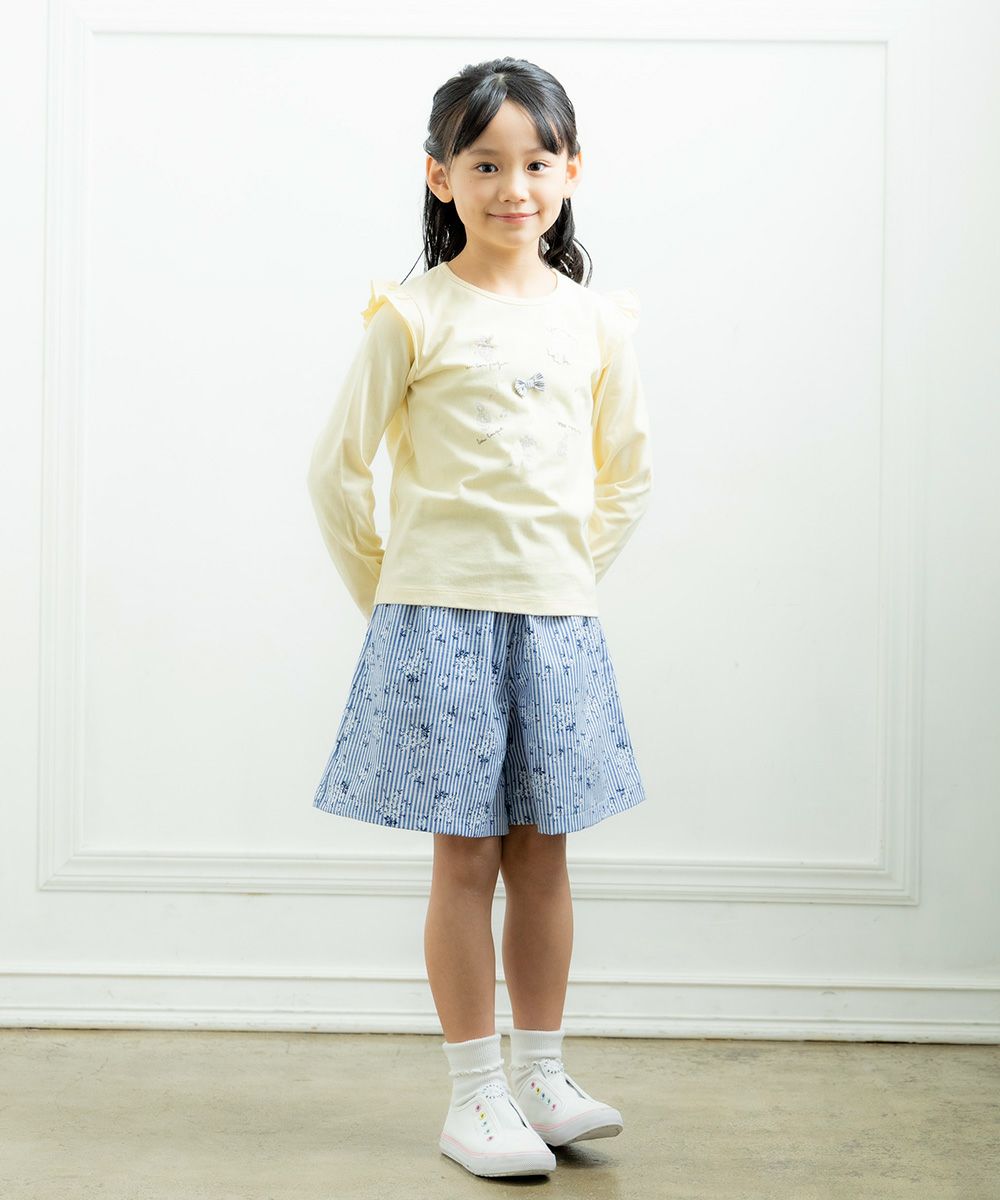 Children's clothing girl 100 % cotton Music motif T -shirt Yellow (04) Model image 3