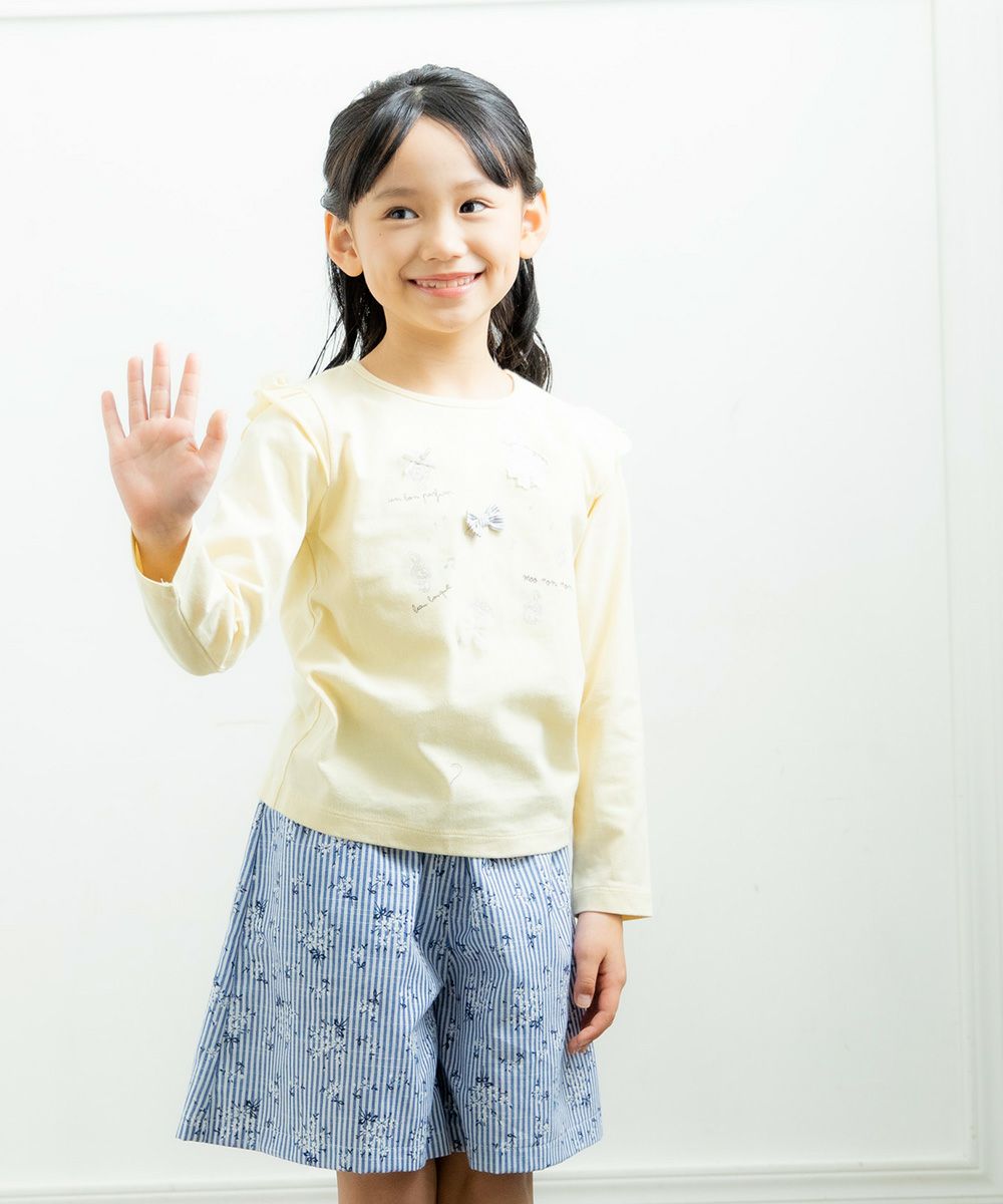 Children's clothing girl 100 % cotton Music motif T -shirt Yellow (04) Model image 4