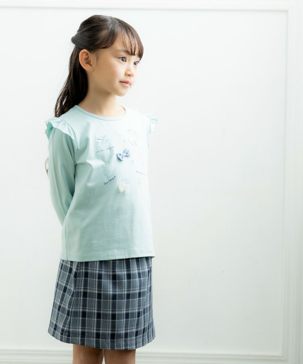 Children's clothing girl 100 % cotton Music motif motif T -shirt green (08) model image 1