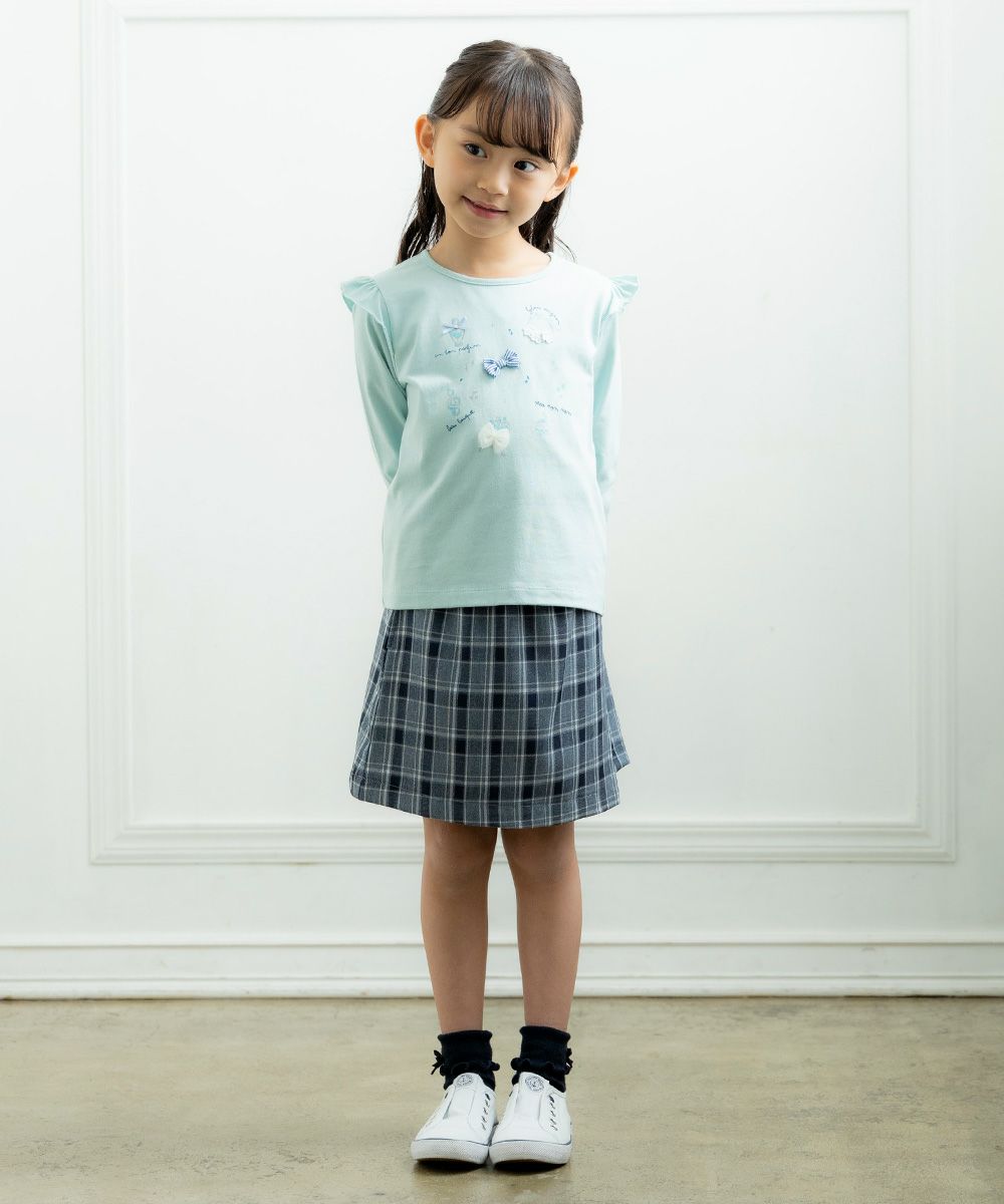Children's clothing girl 100 % cotton Music motif T -shirt green (08) model image 2