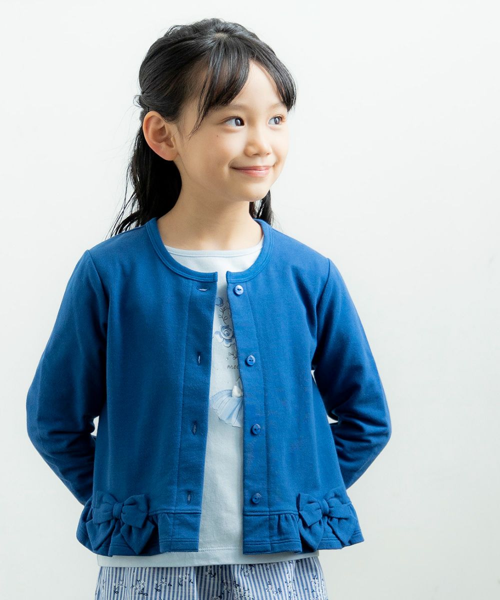 Children's clothing girl ribbon & frilled mini french terry cardigan